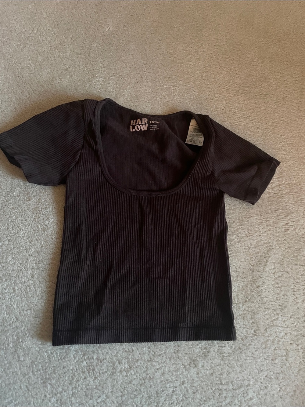 Harlow Brown Ribbed Scoop Short Sleeve Tee